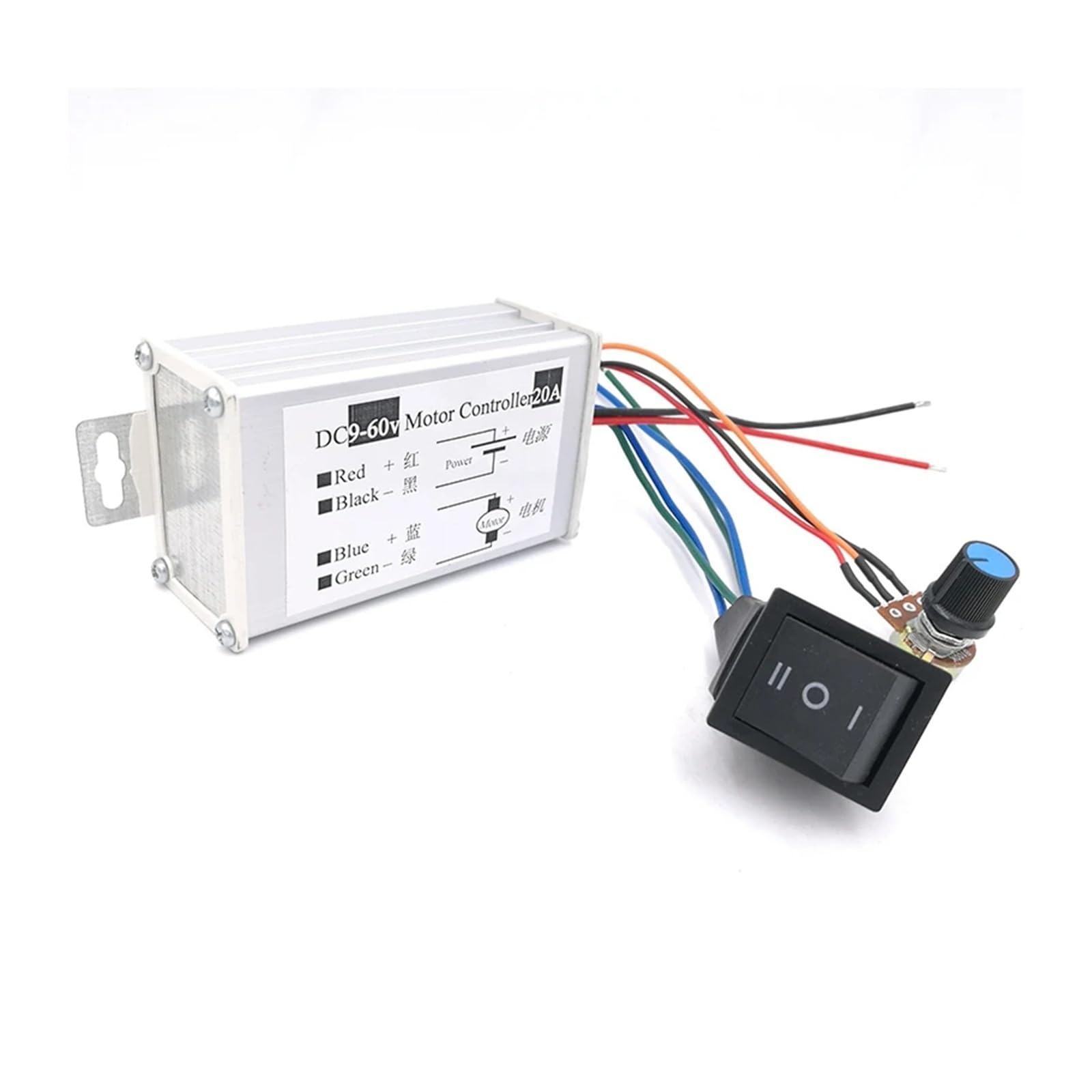 Controlador de velocidad reversible de 9-60V con sistema PWM para regular motores de corriente continua