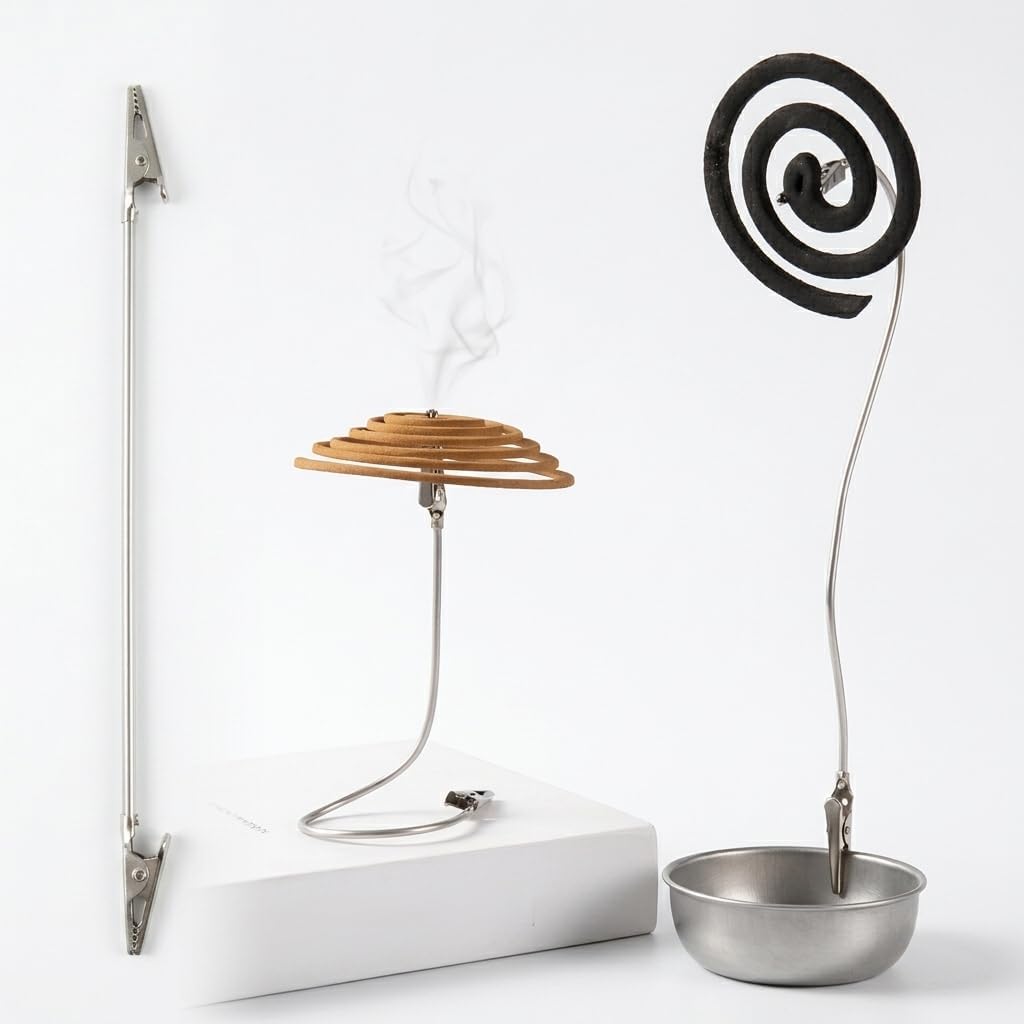 Ceramic Incense Burner Set, Vintage Kiln-Changed Censer with Alloy Holder, Coil Cone Stick Incense Burner, Zen Decor for Home Meditation Yoga, with Holder, Clip & Fireproof Mat