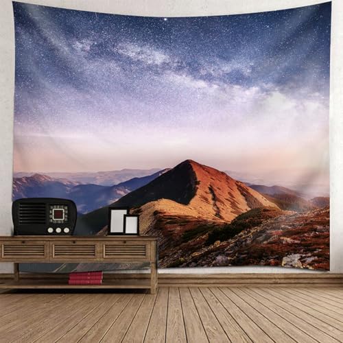 Tapisserie ciel étoilé et montagnes tenture murale paysage pour art décoration chambre