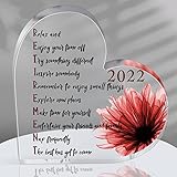 Retirement Gifts Acrylic Heart Retirement Gift for Men Women 2022 Retired Poem with Flower Happy...