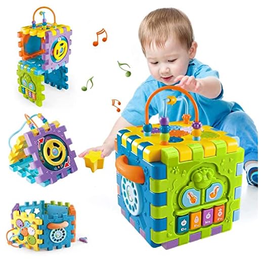 MiniFAIRY Activity Cube Baby Toys 6 to12 Months,Early Educational Music and Light Baby Toys for 6 12 18 Months,1 Year Old Baby Toys Play Center, Boys Girls Birthday Gifts for 1 2 Years Old