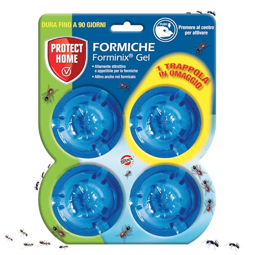 Protect Home Forminix Box, Veleno per Formiche in Gel Box Pronto Uso Efficace, Elimina il Nido in breve tempo Ideale per Ambienti Interni ed Esterni 3+1 box