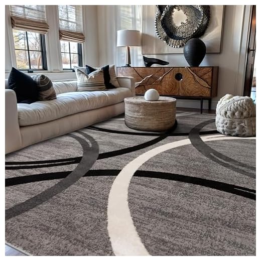 Rugshop Modern Wavy Circles Design Area Rug