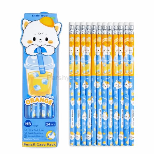 Image of KiddieWorld Cute Cartoon HB Pencils Set for Kids (24 Pencils) | Triangle Grip, Dark Writing, Break Resistant Lead | School, Homework, Drawing, Birthday Return Gift Set