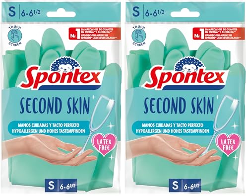 Spontex 452856 Guantes Segunda Piel, Talla Pequeña 6, 2 Unidades (Paquete de 2)