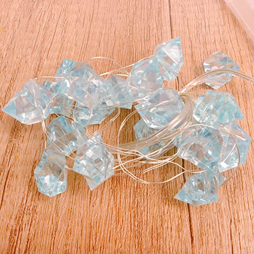 Simple Polymer Natural Amethyst Decorative Lights Crystal Stone String Lights 6.6Ft 20 Leds For Wedding Valentine's Day Present Bedroom Christmas Party Birthday Ornament,Blue #TOP4