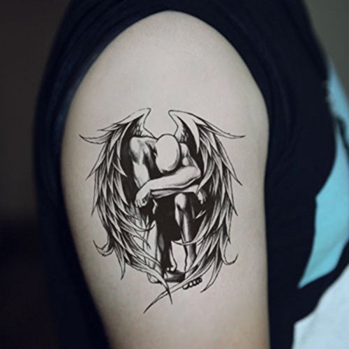 SanerLian Waterproof Temporary Tattoo Stickers Sexy Fallen Angels Wings Design Body Art Set of 2