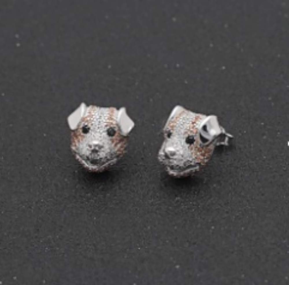 Pit Bull Earrings for Women | American Staffordshire Dog Stud Ear Rings for Her | Cubic Zirconia 925 Sterling Silver Pitbull Puppy Pet Jewelry for Dog Moms