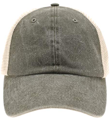 MIRMARU Baseballkappe aus gewaschener Baumwolle, Vintage-Stil, Netzstoff, bequem und atmungsaktiv, Trucker-Baseballmütze - Grün - Einheitsgröße Cover