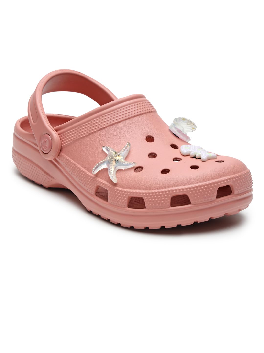Coral Sea World Clogs | Playful, Lightweight & Comfortable Slip-On Sandals | Pre-Fitted Star Fish, Sea Shells & Pearl Charms | Adjustable Back Strap, Breathable & Waterproof & Anti-Skid | Indoor & Outdoor Everyday Wear for Girls & Women ( URJO by NEOZ)-image-42