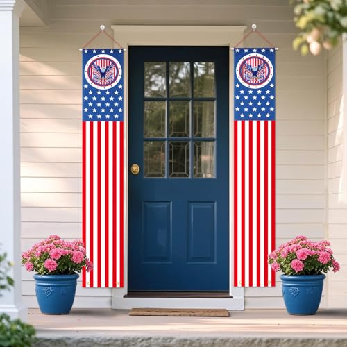 kaiolbly 4th of July Decorations Patriotic Decorations Outdoor Hanging American Flag Banners Red White Blue Decorations for Memorial Day Independence Day Veterans Day Yard Indoor Outdoor