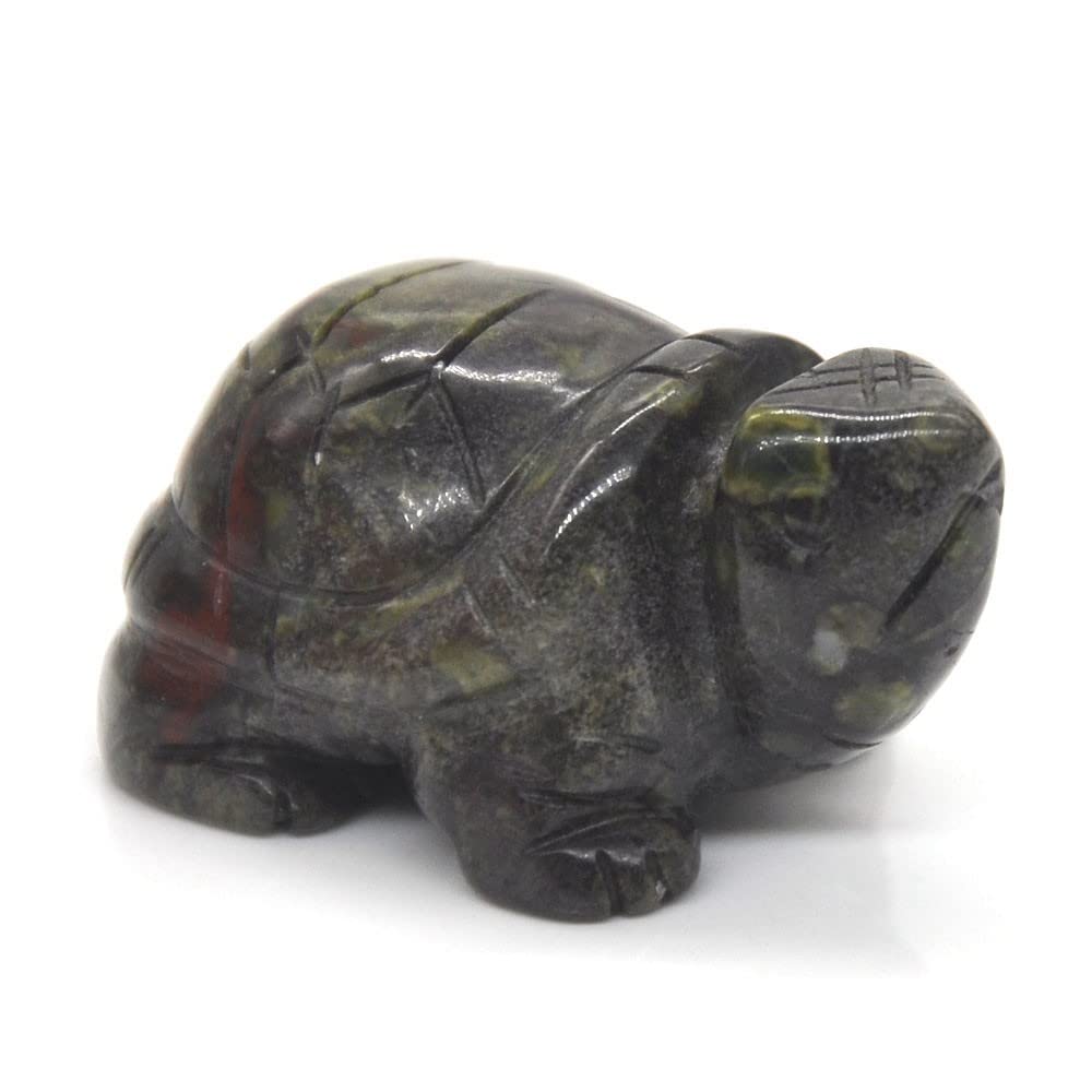 Figurine tortue pierre de poche jaspe sang de dragon et décoration maison cristal
