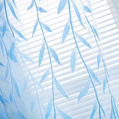 Norbi Willow Voile Tulle Room Window Curtain Sheer Voile Panel Drapes Curtain 39.4'' X 78.8" L (Blue Willow 39.4'' X 78.8") #TOP1