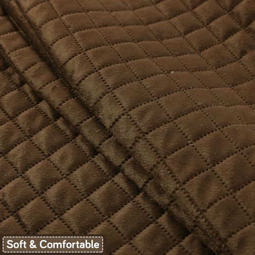 Image of HOKIPO Quilted Sofa Cover 6 Seater Set - Washable 3+2+1 Sofa Panel for Seat & Back | 'Quilt Classic' Light Coffee (IN-927+926+925 * 2-LCY)