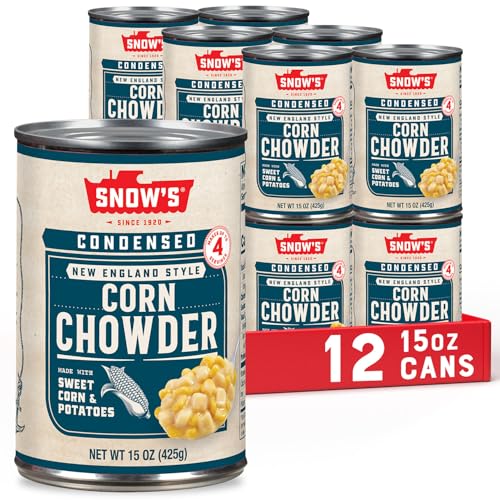 Snow's Condensed Corn Chowder, 15 oz Can (Pack of 12) - Creamy and Comforting Chowder with Corn, Spices and Hearty Potatoes