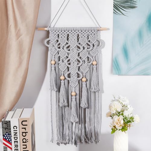 FREEBLOSS DIY Macrame Kit for Adults Beginners Bohemian Macrame Wall Hanging Ornament Creative Boho Macrame Wall Art Macrame Tapestry Gift for Mom Girls(Grey) by FREEBLOSS - Used condition - Image 5