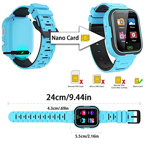 PTHTECHUS Kids Game Smartwatch for Boys and Girls with a Funny Front Camera, Video Two-Way Calling SOS 1.44'' IPS HD Colored Touch Screen Educational Games 2G Network, Great Gift for Child