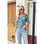 Zeagoo Womens Summer Tops Short Sleeve Casual Shirts Floral Tee Trendy 2025 Basics V Neck Plain Tshirt - Image 2