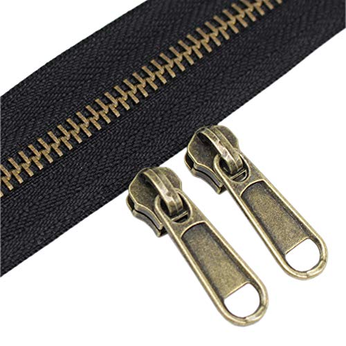 YaHoGa 3,5 m endlos Reißverschluss Meterware Metall reissverschluss 5mm-Spirale + 10 Nonlock-Zipper für Taschen Deko DIY Basteln Nähen (bronzefarbene) Cover