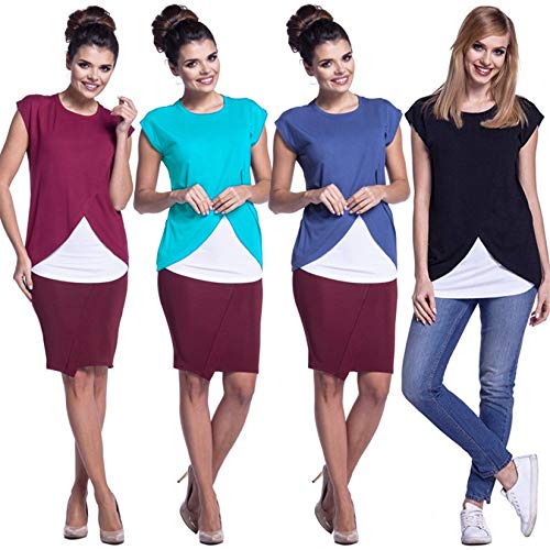 Generic Andongnywell Women Maternity Clothes Tops Short Sleeve Breastfeeding T-Shirt Pregnant Nursing T-Shirts Blouse (Hot Pink,X-Large,) #TOP4