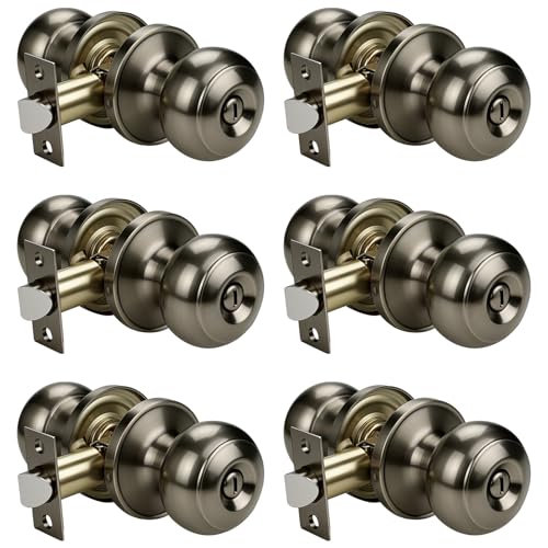 KNOBWELL 6 Pack Privacy Door Knob for Bathroom or Bedroom