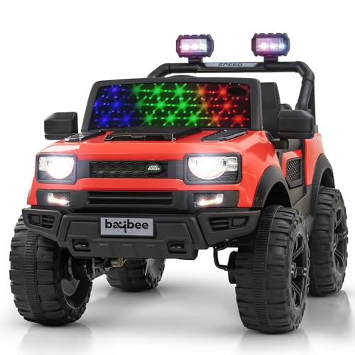 Image of Baybee Rover 4x4 Battery Operated Jeep for Kids, Ride on Toy Kid Car with RGB Windshield Light & Music | Baby Big Battery Cars | Electric Jeep Car for Kids to Drive 2 to 6 Years (Red)