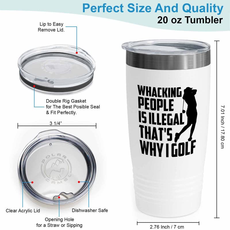 Golf White Tumbler 20oz - That's Why I Golf - Birdie Balls Practice Golf Balls Golfing Net Golfer Gifts for Men Backyard Game