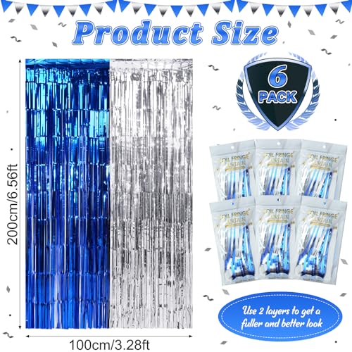 Cortinas Decorativas de Foil Azul y Plata 6 Pack 3.3x6.6 pies miniatura 3