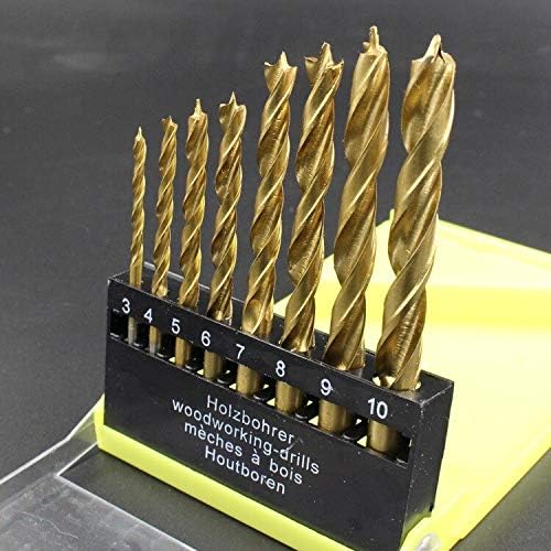Drill Bits For 3-10mm 8Pcs/Lot Titanium Plating High Carbon Steel Woodworking Three-point Twist Brad Point Drill Bit Set Wood Tool