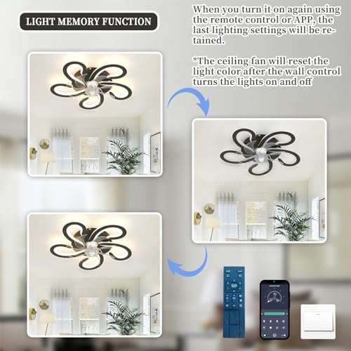 Ventilateur de plafond moderne LED avec variateur et télécommande - 3