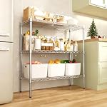 Auslar 3-Shelf Storage Wire Shelves Heavy Duty 3 Tiers Standing Shelving Units Adjustable Metal Organizer Wire Rack, Chrome - Image 2