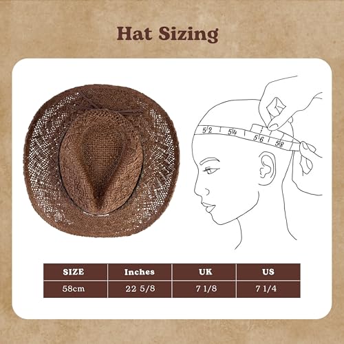 Image of Straw Cowboy Hats Cowgirl Hat Western Cowboy Hat Rancher Hat for Men Women, Exquisite Decoration Band