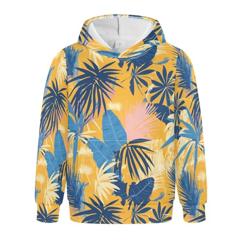 KLL Palm Tropical Pattern Exotic Unisex Girls Boys Sweatshirts Fashion Pullover Hoodie Kangaroo Pocket