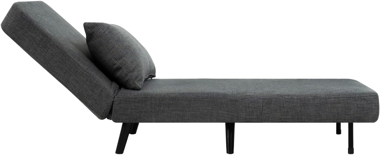 Folding Chair Bed, Comfy Convertible Sleeper Sofa, 3 in 1 Linen Folding Bed with Adjustable Backrest & Pillow, Cozy Futon Chairs, for Small Spaces, Office, Living Room, Bedroom (Grey)