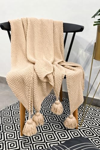 Image of Super Soft & Breathable Throw - Classy Throw Suitable for Home Couch Sofa Bed Decor /Skin Friendly /All Season Throws (Color-Beige)