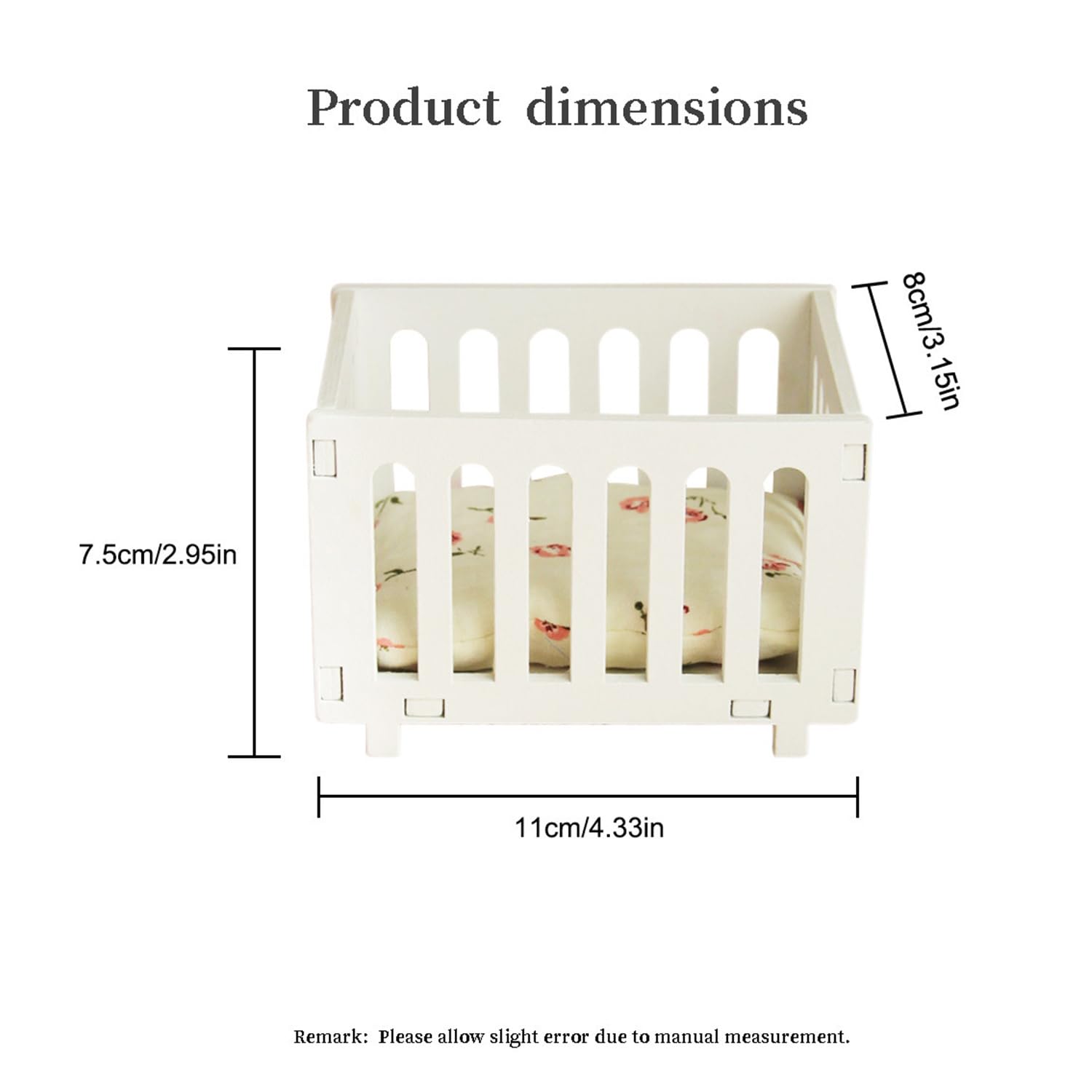 Minamzee 1:12 Dollhouse Bed, 1 Set Wooden Miniature Dollhouse Bed with Bedding, Cradle Model Mini Doll Crib - Image 2