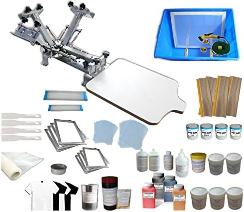 Screen Printing Machine 1 Station 4 Color Screen Printing Kit for T-Shirt DIY Screen Printing Press