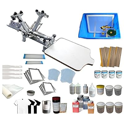 Screen Printing Machine 1 Station 4 Color Screen Printing Kit for T-Shirt DIY Screen Printing Press