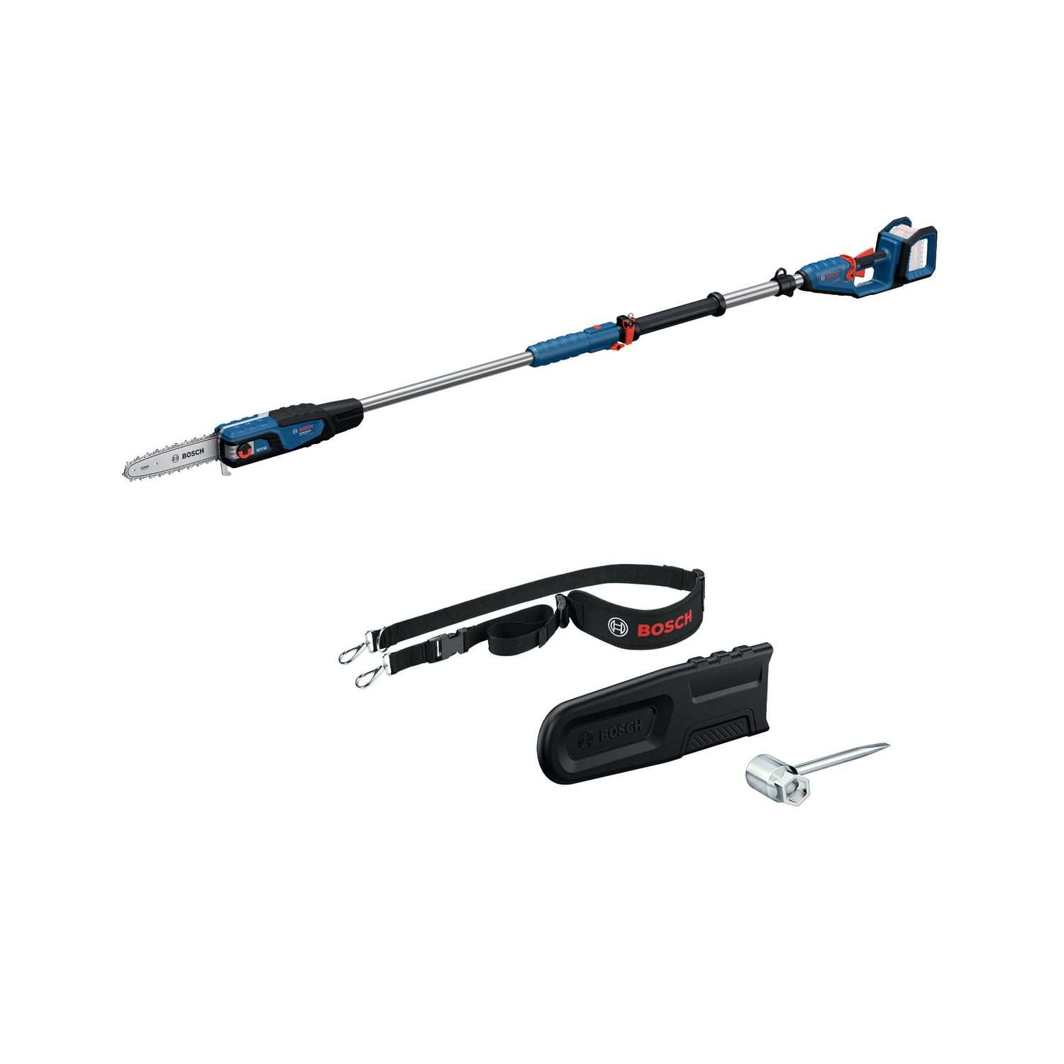 Bosch Professional 18V System sierra cadena telesc. GKE 18V-​25 TP (130 cortes/​carga, bastón tel. 2,​9 m, motor Brushless sin escobillas, funda 25 cm incl., llave destorn., correa hombro, sin batería)