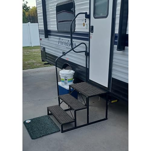 Image of RV Step with Handrail, 2-Step Stable Heavy Duty Universal Stair