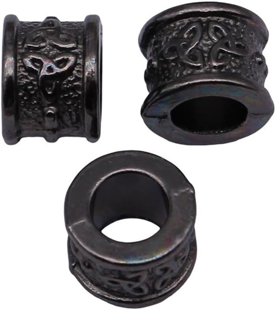 Engraved Pattern Tube Spacers Large Hole Spacer Beads for Jewelry Making, 7x8x8mm, Antique Silver Color, 5 Pieces