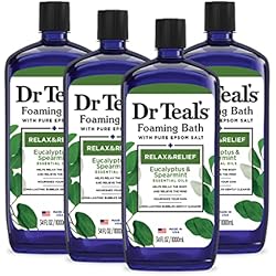 1 of Dr Teal's Foaming Bath with Pure Epsom Salt, Relax & Relief with Eucalyptus & Spearmint, 34 fl oz (Pack of 4)