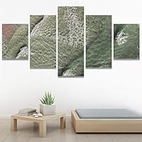 SIGNWIN 5 Panel Canvas Wall Art Modern Art Aerial Expressive Global Landscape Mountain Multicolor Photography for Home Decorations Ready to Hang - 60