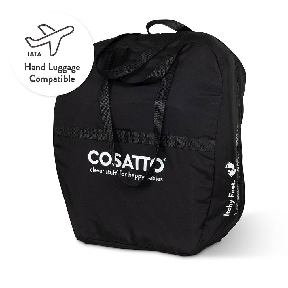 Cosatto On The Go faltbarer Reise-Kindersitz | Gruppe 1 2 3 tragbarer Kindersitz – ab 15 Monaten bis 12 Jahren | ultra-kompaktes – ISOFIX mit Top Tether i-Size R129 Sicherheit (Silhouette)