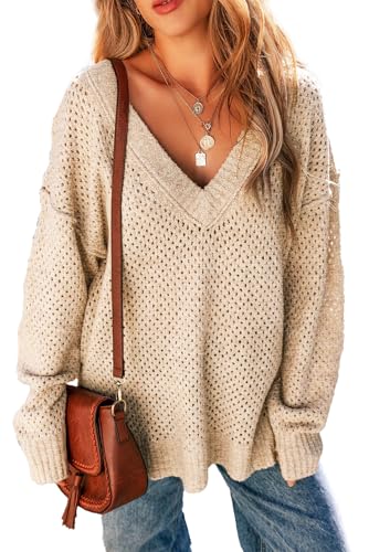 Chic Loose Fit Eyelet Detail Sweater - Parchment