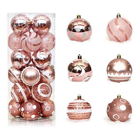Pveath 24 adornos de bolas de Navidad multicolor Cover