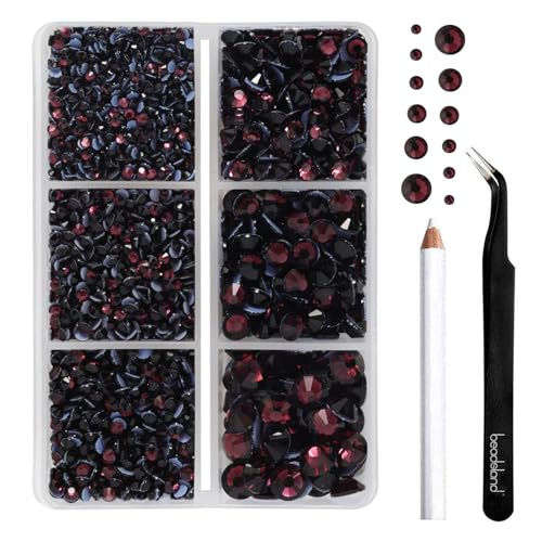 Image of BEADSLAND Hotfix Rhinestones, 4000 PCS Purple Rhinestones for Clothes Crafts Mixed 6 Sizes with Wax Pencil and Tweezers Kit, SS6-SS30, Amethyst