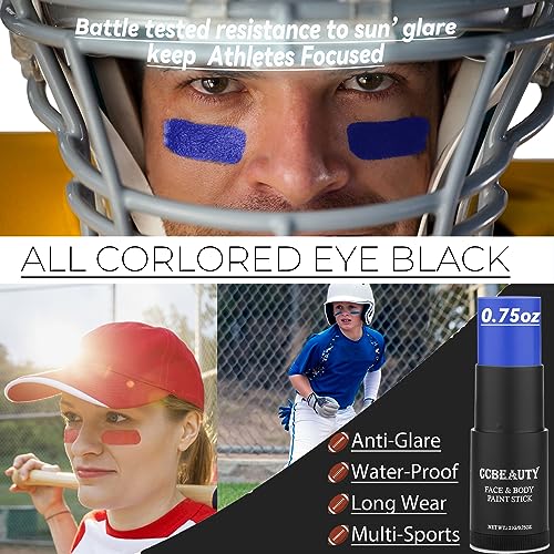 image for CCBeauty Blue Face Body Paint Stick, Cream Dark Blue Baseball Eye Blac