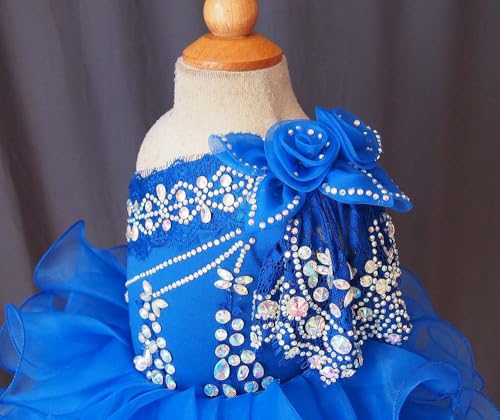 One Shoulder Baby Girl's Beaded Bodice Glitz Cupcake Pageant Dresses Princess Birthday Party PY1774