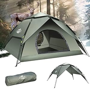 Mimajor Camping Tent Pop Up – Automatic Pop-Up 2-3 Man Tent Instant Tents Waterproof & Windproof Dome Tents, 2 in 1 Double Layers Easy Setup for Camping Hiking Backpacking Traveling